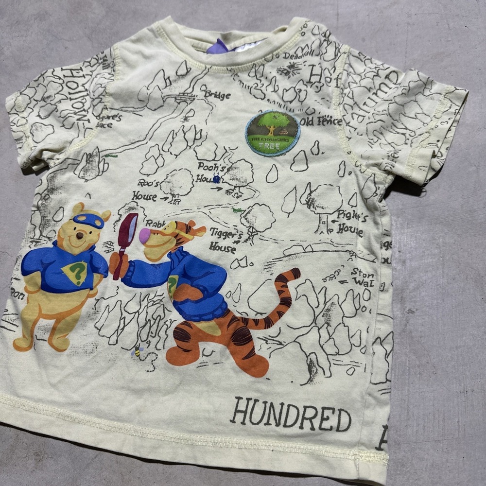 Vintage Kids Tigger Short Sleeve Shirt 4T Pooh Disney Y2K All Over Print - Picture 3 of 9